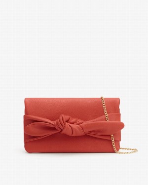 Cuyana Bow Women's Clutch Bags Dark Coral | GIL4060OI