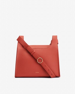 Cuyana Double Loop Women's Shoulder Bags Dark Coral | PMX4166EG