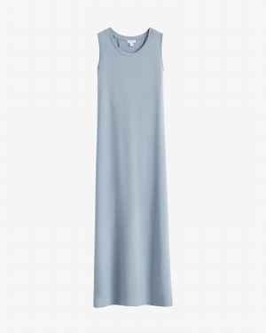 Cuyana Drape-Back Women's Dress Blue | VUL4128ZD