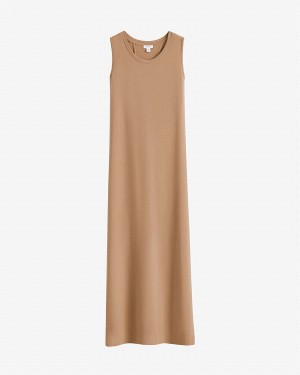 Cuyana Drape-Back Women's Dress Brown | ZUX1578OM