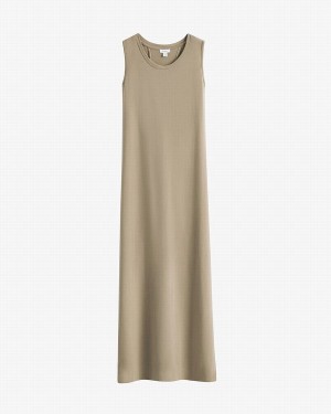 Cuyana Drape-Back Women's Dress Green | FAZ1844YO