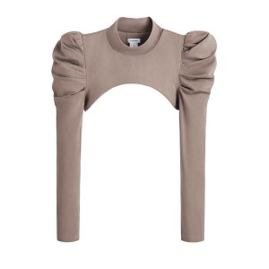 Cuyana French Terry Puff Sleevelette Women's T Shirts Light Brown | UZE7730DV