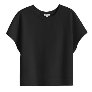 Cuyana French Terry Short Sleeve Women's Sweatshirts Black | KCY4594EU