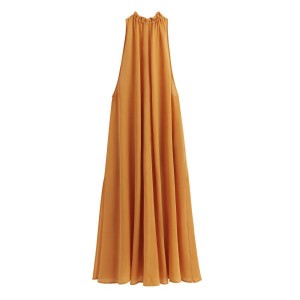 Cuyana Gathered-Neck Maxi Cover Up Women's Dress Yellow | GFX454VN