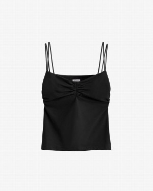 Cuyana Gathered Front Cami Women's Tanks Black | ZDM5193RC