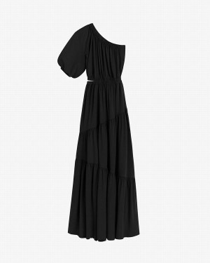 Cuyana Gathered One Shoulder Women's Dress Black | XCZ8226ZM