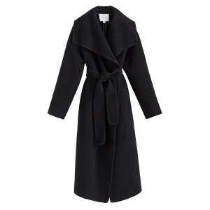 Cuyana Light Wool Wrap Women's Coats Black | THI6531SE