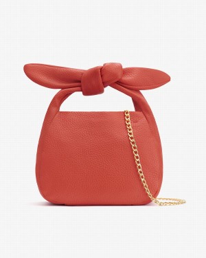 Cuyana Mini Bow Women's Shoulder Bags Dark Coral | TKS4796ML