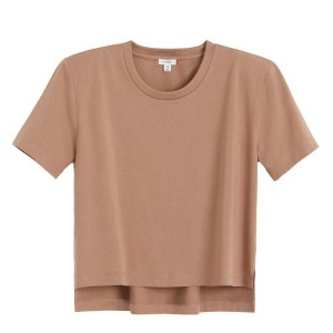 Cuyana Padded Shoulder Cropped Tee Women's T Shirts Khaki | RWI7679VW