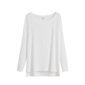 Cuyana Pima Boatneck Long Sleeve Tee Women's T Shirts White | VKL8517ES