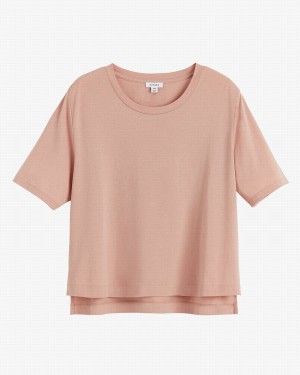 Cuyana Pima Cropped Tee Women's T Shirts Pink | MHD3971UZ