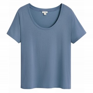 Cuyana Pima Scoop Neck Tee Women's T Shirts Blue | DFV6384AK