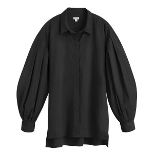 Cuyana Poplin Balloon Sleeve Women's Shirts Black | XKW9233CK