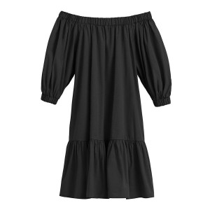 Cuyana Poplin Off The Shoulder Women's Dress Black | CBF10054QS