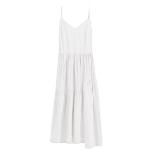 Cuyana Poplin Tiered Women's Dress White | ANB3219LH