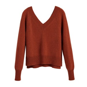 Cuyana Recycled Cashmere Deep V-Neck Women's Sweaters Orange | TGG614XZ