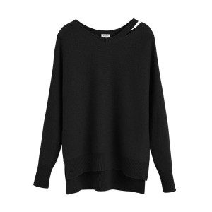 Cuyana Recycled Cashmere Split-Neck Women's Sweaters Black | OXP7849JO