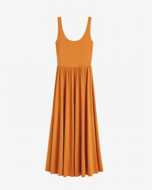 Cuyana Scoop Neck Women's Dress Yellow | IGG5512TL