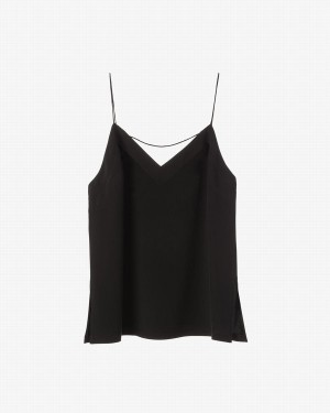 Cuyana Silk Cami Women's Tanks Black | UHB5547LD