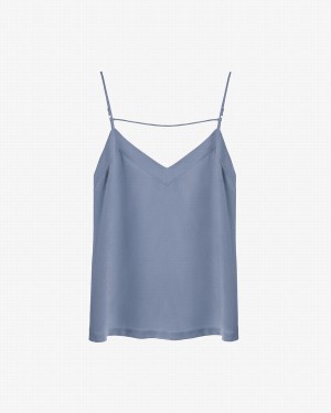 Cuyana Silk Cami Women's Tanks Blue | VOW8622BQ