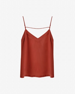 Cuyana Silk Cami Women's Tanks Red | EQG9654GO