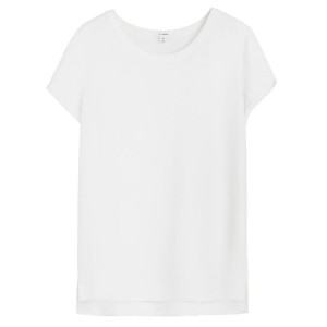 Cuyana Silk High-Low Tee Women's T Shirts White | VUE1836QA