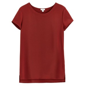 Cuyana Silk High-Low Tee Women's T Shirts Dark Red | RJG3586VR