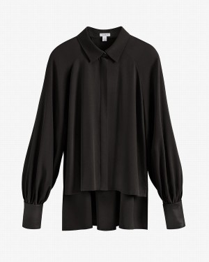 Cuyana Silk Leather Cuff Women's Shirts Black | TCF5052ZB