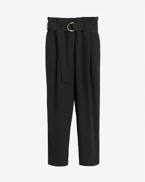 Cuyana Silk Paperbag Women's Pants Black | RLB1757FL