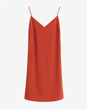 Cuyana Silk Short Slip Women's Dress Orange | AJS9853RS