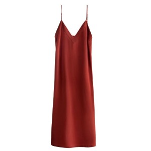 Cuyana Silk Slip Women's Dress Dark Red | LYK4068QJ