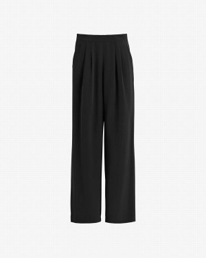 Cuyana Silk Wide-Leg Women's Pants Black | VFS9847FJ