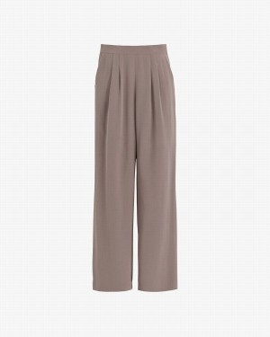 Cuyana Silk Wide-Leg Women's Pants Light Brown | TXB4189MT