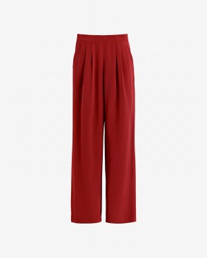 Cuyana Silk Wide-Leg Women's Pants Red | XSR940LJ