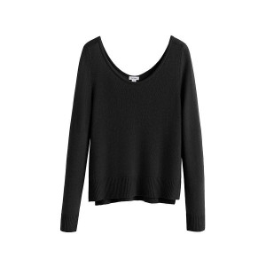 Cuyana Single-Origin Cashmere Scoop Neck Women's Sweaters Black | JJP3877FO