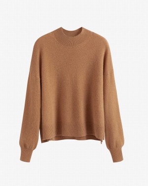 Cuyana Single Origin Cashmere Cropped Women's Sweaters Brown | RJR5549MX