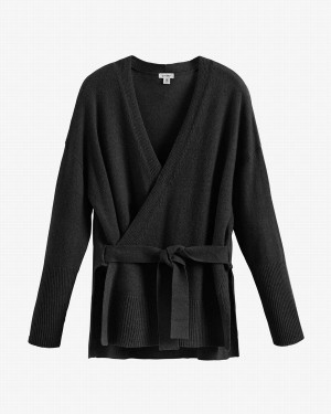 Cuyana Single Origin Cashmere Wrap Women's Sweaters Black | WBV413CI