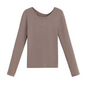 Cuyana Stretch Long Sleeve Tee Women's T Shirts Light Brown | TMM2270QO