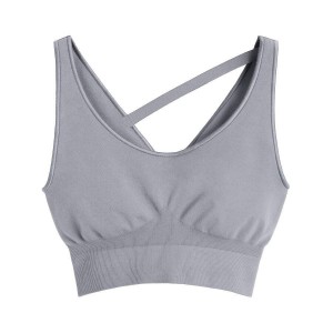 Cuyana Stretch Women's Cropped Tops Grey | HWW529FX