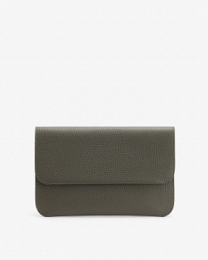 Cuyana System Flap Women's Clutch Bags Dark Green | HOO8890UK