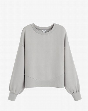 Cuyana Terry Balloon Sleeve Women's Sweatshirts Grey | MNO3639TX