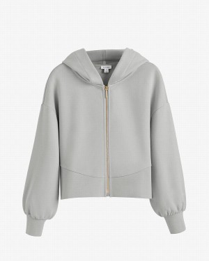 Cuyana Terry Zip Front Women's Hoodie Grey | GNW2330WO