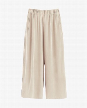 Cuyana Washable Silk Wide-Leg Cropped Women's Pants Brown | XII6949EM