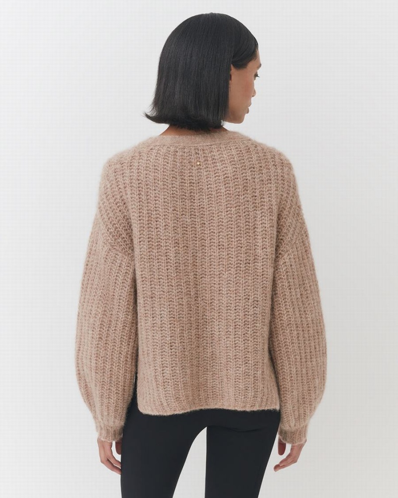 Cuyana Alpaca Wool Cropped Women's Cardigan Khaki | ONE2164DF