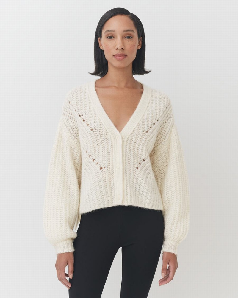 Cuyana Alpaca Wool Cropped Women's Cardigan White | UIV7100IB