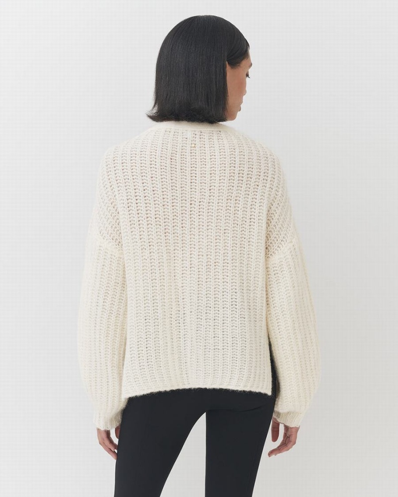 Cuyana Alpaca Wool Cropped Women's Cardigan White | UIV7100IB