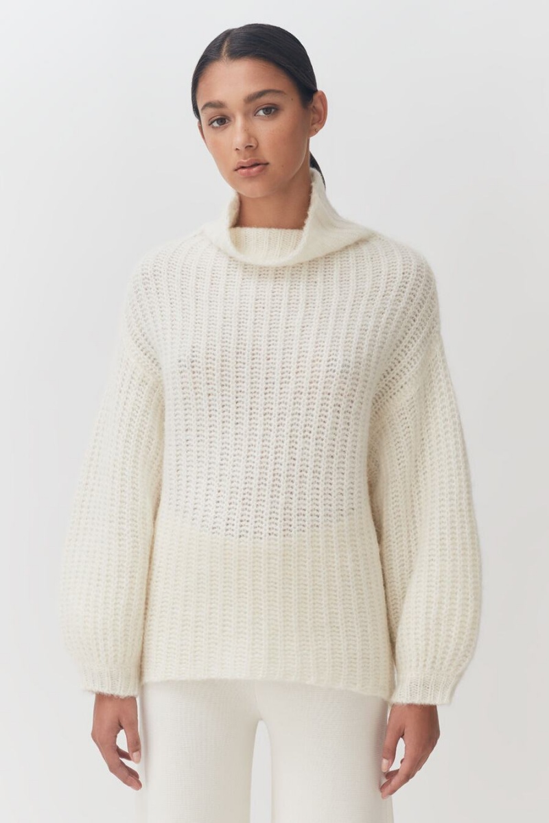 Cuyana Alpaca Wool Turtleneck Women's Sweaters White | LBC5687BY