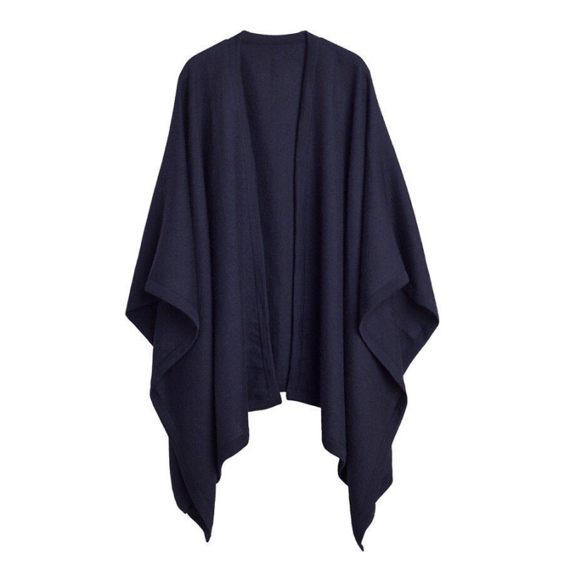 Cuyana Baby Alpaca Square Edge Cape Women\'s Sweaters Navy | PGO2359JH