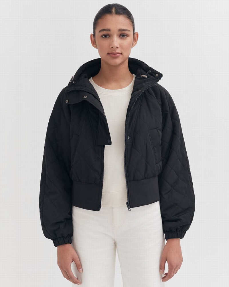 Cuyana Balloon Sleeve Light Puffer Women's Down Jackets Black | TAB6331QD