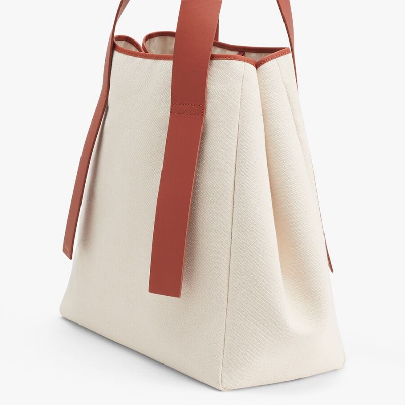 Cuyana Canvas Women's Tote Bags Beige | PJQ2821JL